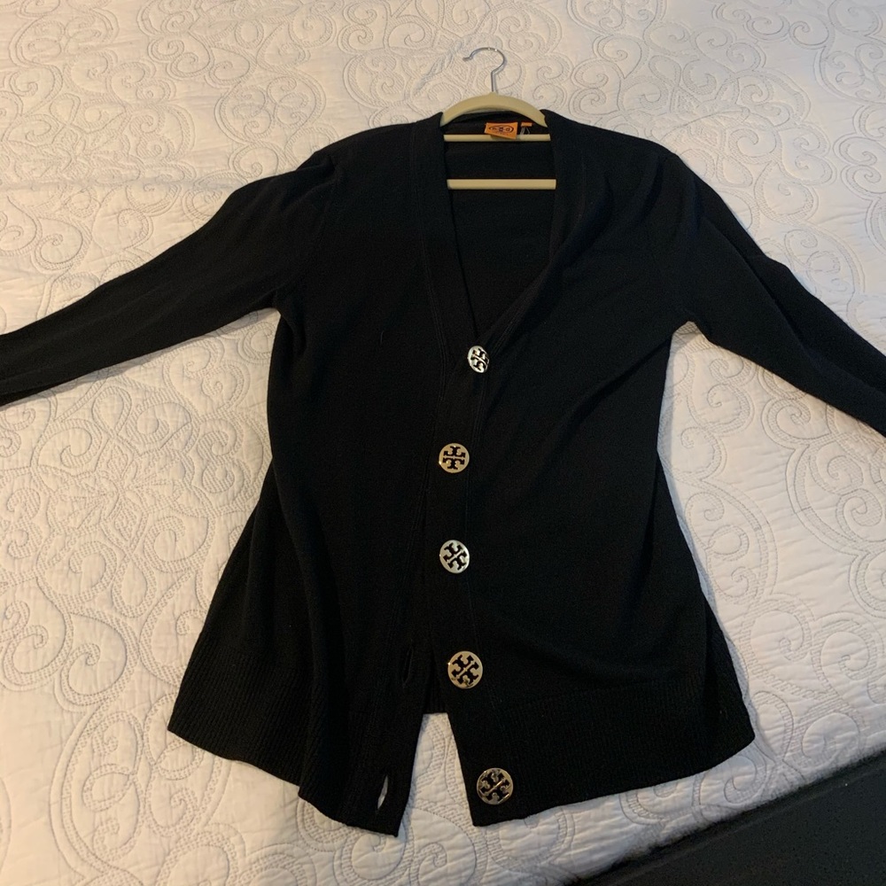 Tory Burch Black Wool Cardigan sz Large